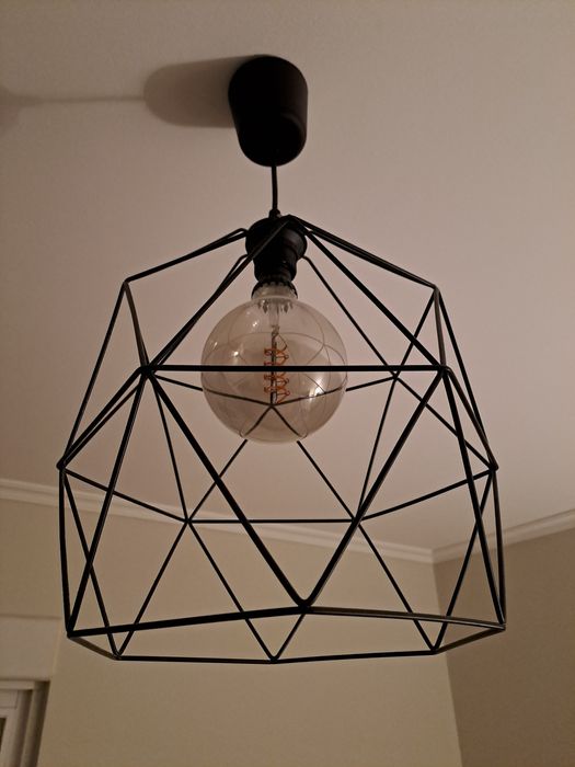 Candeeiro tecto metal preto