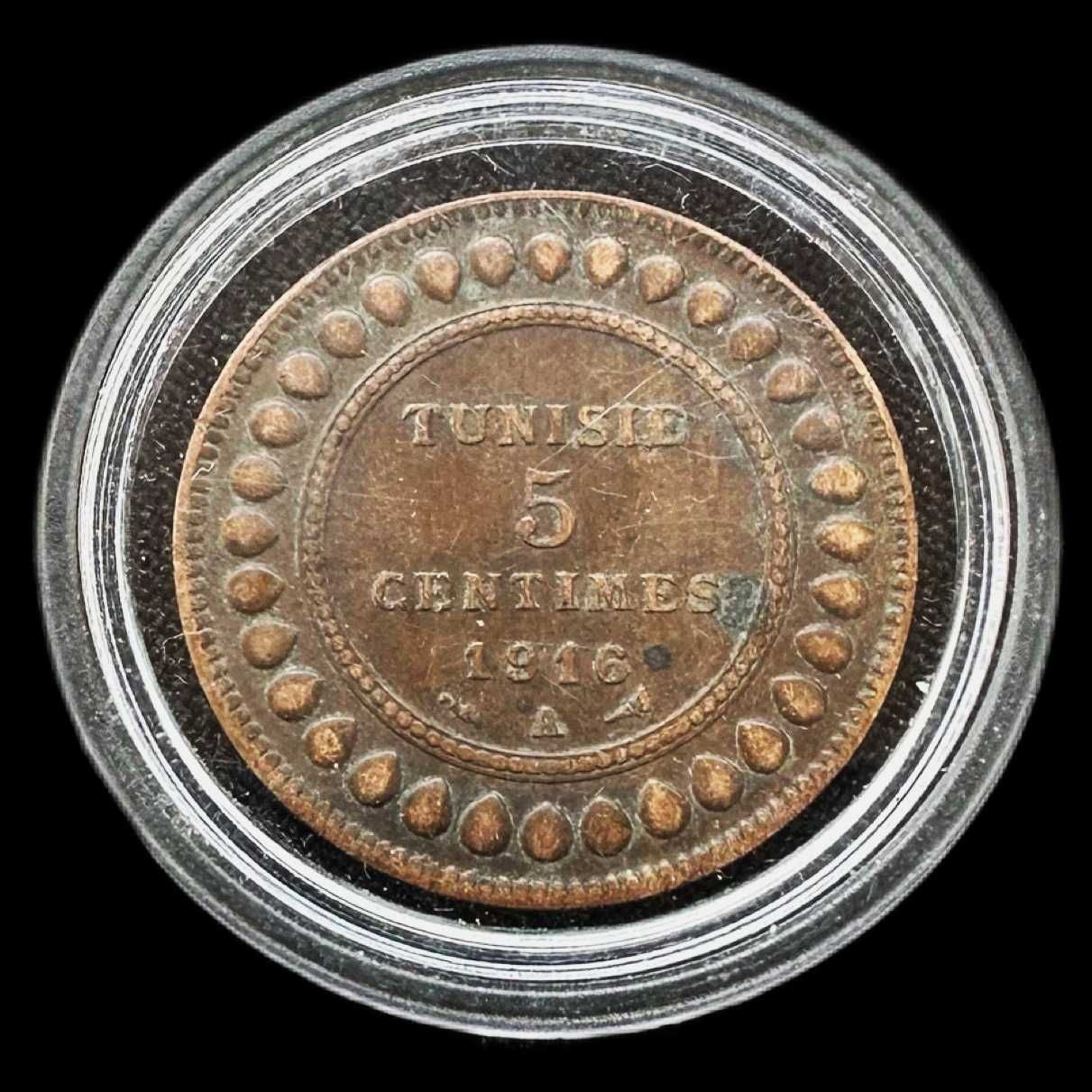 Moeda de 5 Centimes - 1916 - Tunísia