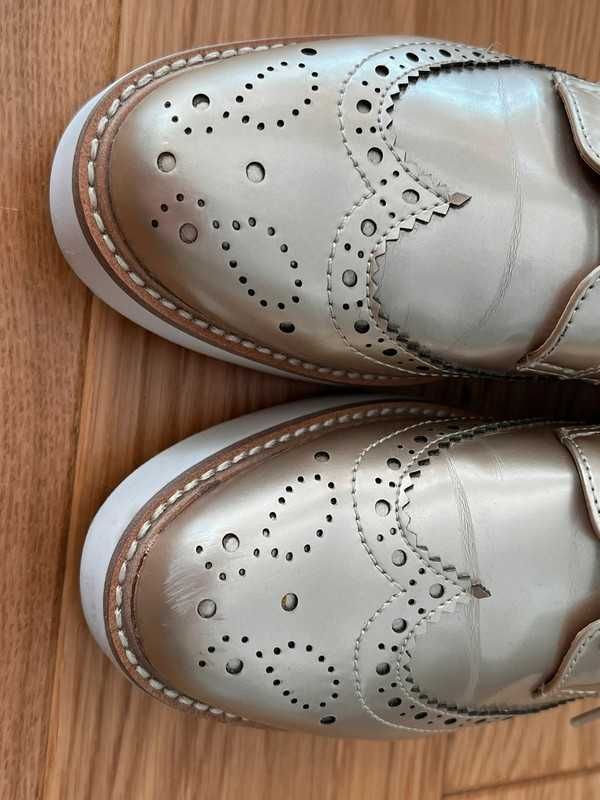 Buty złote Oksfordki Zara 38