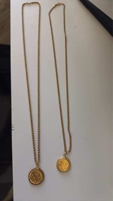 Fios de ouro 19,2k com medalhas de libra