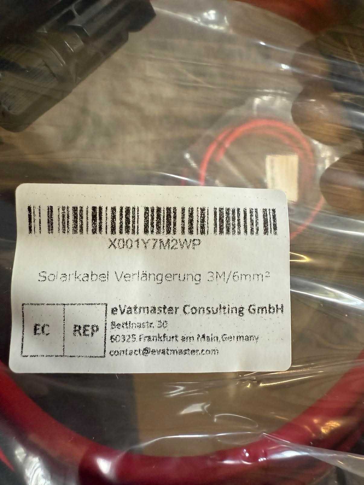 Kabel solarny z wtyczkami 3M/6mm2