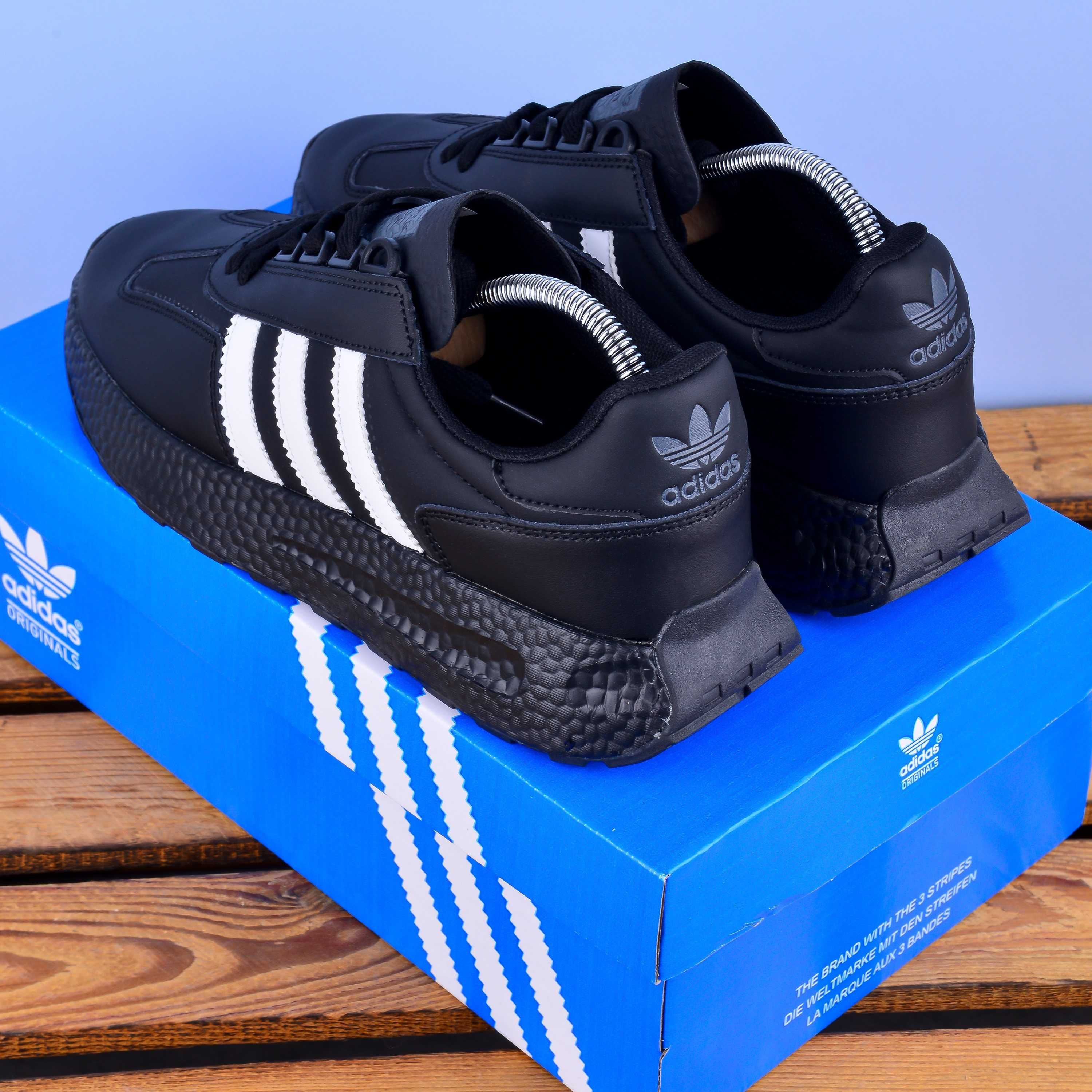 (1958) Чоловічі Кросівки Adidas Retropy чорні шкіряні (41-45) адідас