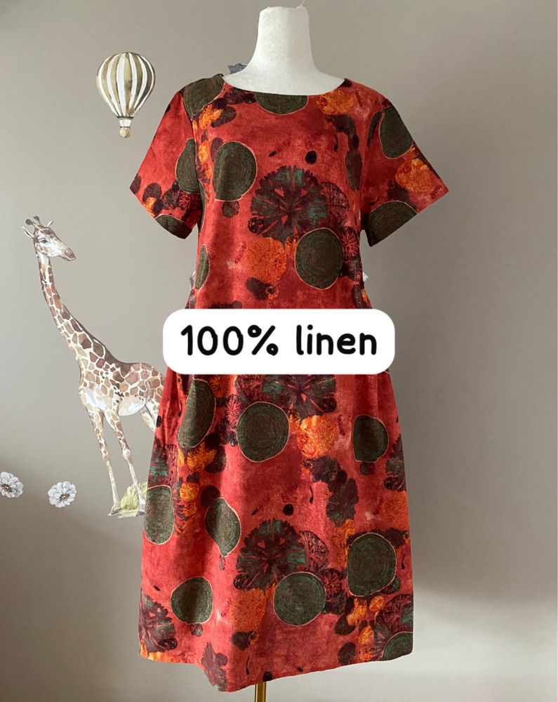 Letnia lniana sukienka nowa sukienka z lnu M/L oversize