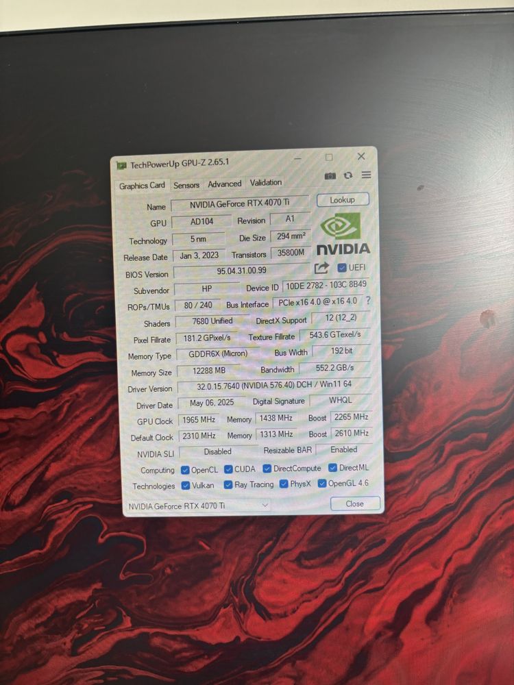 HP RTX 4070 TI 12 GB tylko za AMD 7900 XTX/9070 XT
