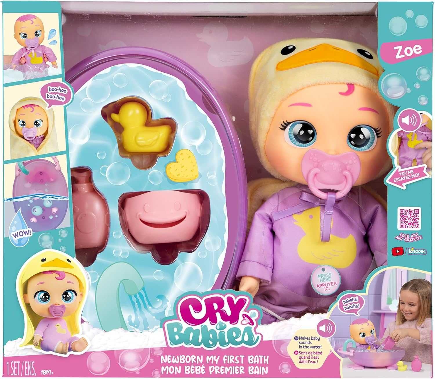 Лялька Плакса Край Бебі з ванной Cry Babies Newborn My First Bath Zoe