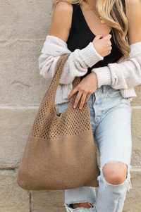 Вязаная ажурная сумка через плечо тоут бег сумка шоппер shopper bag