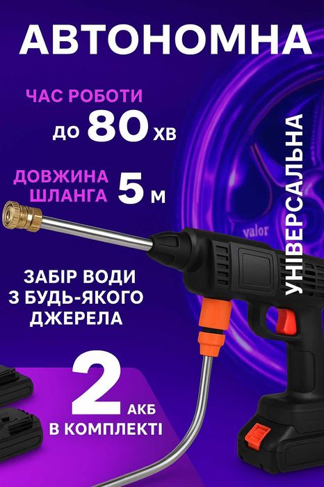 Акумуляторна міні мийка з набором для догляду за авто у подарунок!