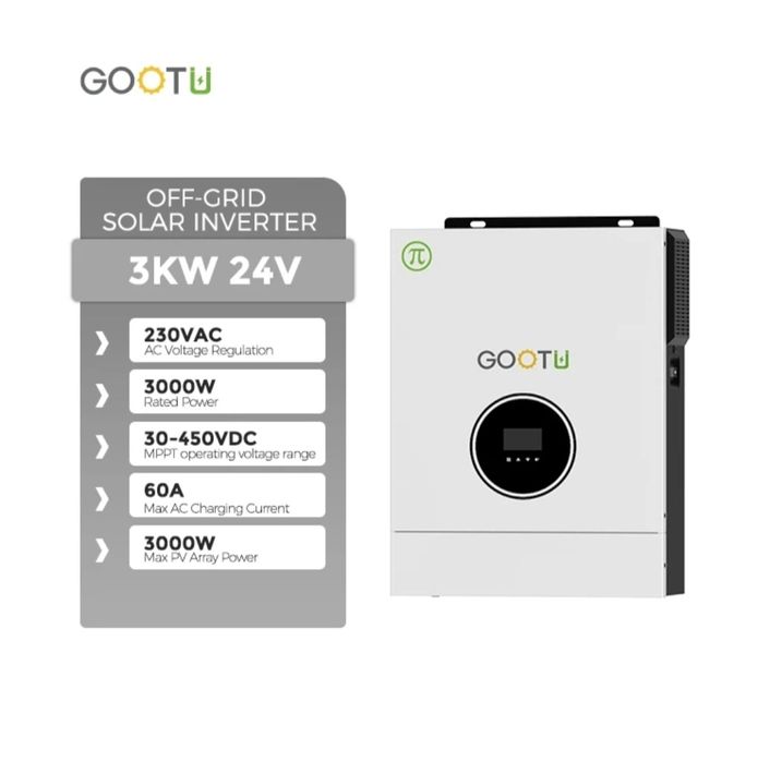 3 кВт Гібридний інвертор Gootu 24В JSY-O2430E80-W, 3000W 80A MPPT