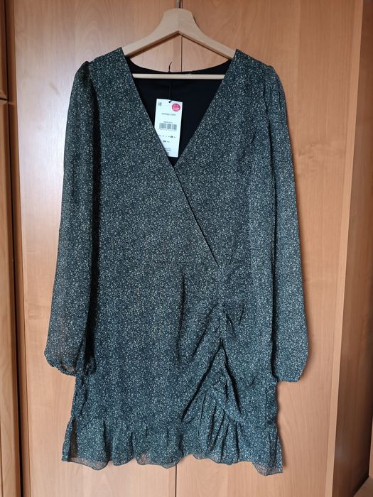 Nowa sukienka damska z długim rękawem falbaną Sinsay L boho romantyczn