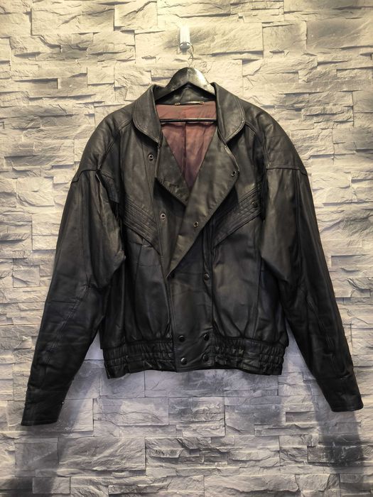 Kurtka Skórzana Vintage Czarna Bomberka Skóra