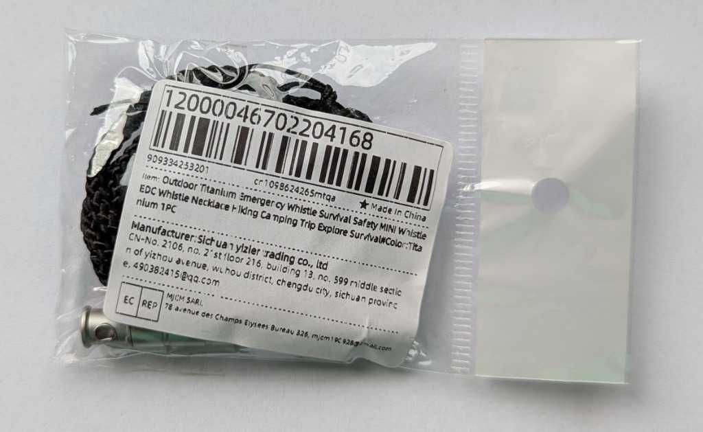 Tytanowy gwizdek survivalowy EDC 120dB lekki