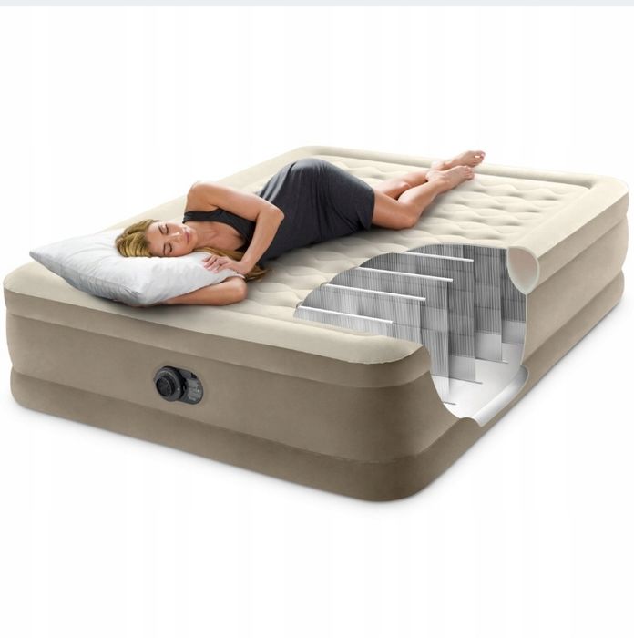 Materac dwuosobowy Intex 203 x 152 x 46 cm beże i brązy
