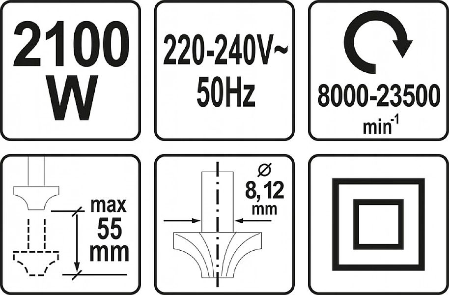 Frezarka Górnowrzecionowa Do Drewna 8/12mm 2100w #