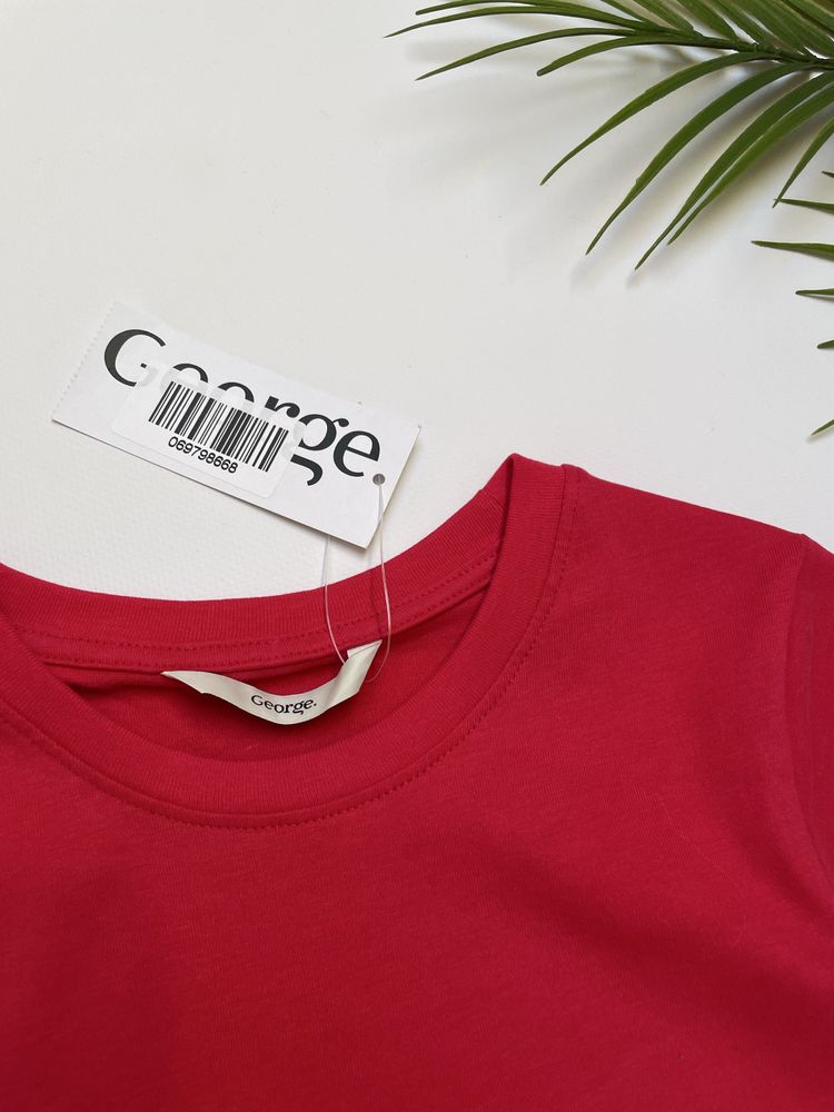 128 135 George 134 czerwona bawełniana koszulka malinowa tshirt gładki