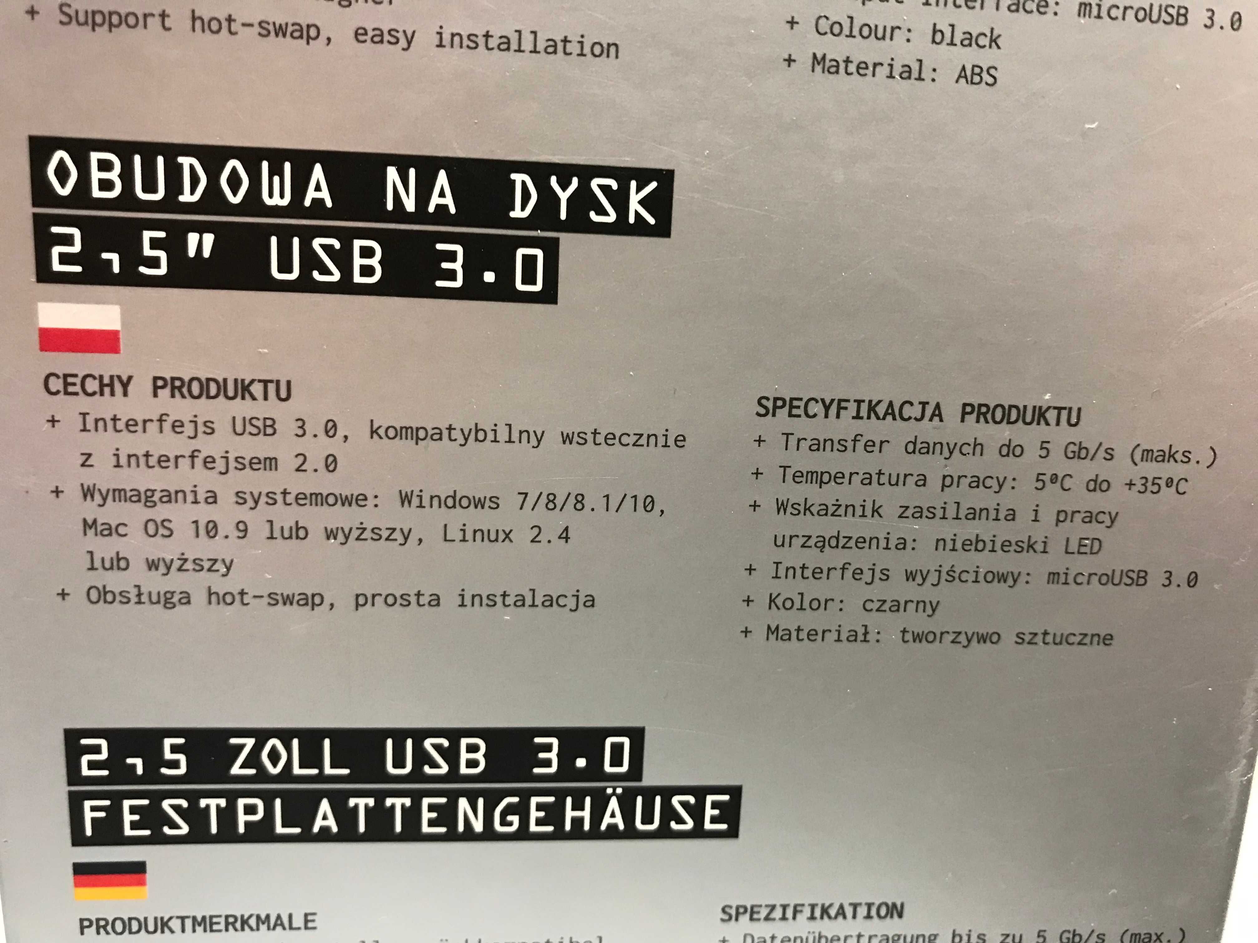 Silver Monkey Obudowa do dysku 2.5'' SATA USB 3.0 nowa + pudełko