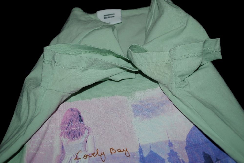 Футболка S для беременной аквамарин мятная с рисунком принт бренд next