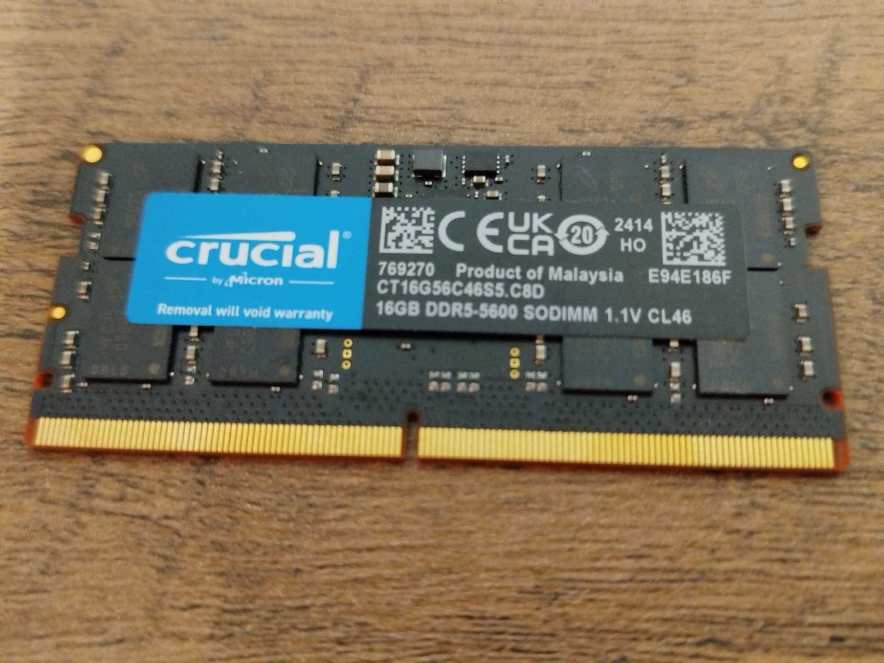 Crucial pamięć RAM do laptopa DDR5 16 GB 5600 MHz 1,1 V