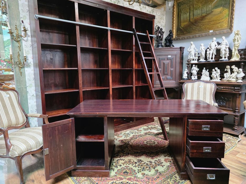 Biuro : biblioteka z drabiną I biurko #1737 Stylowy Węgrów