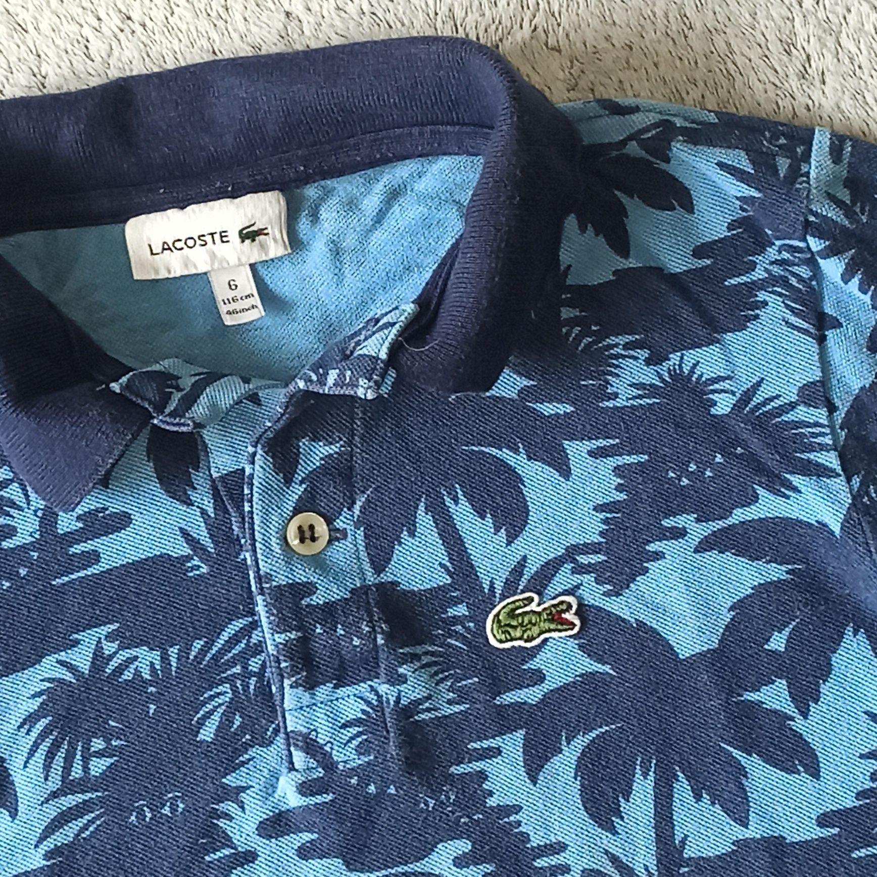 Lacoste koszulka polo 116 tropik niebieska granatowa sportowa bluzka l