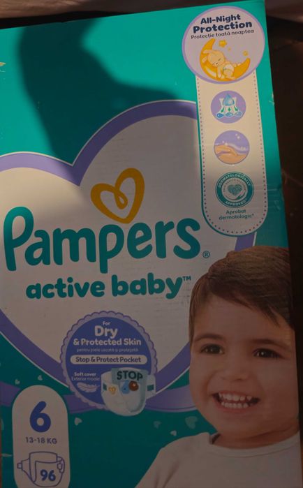 Nowe Pampers 6 dry and protect active baby premium