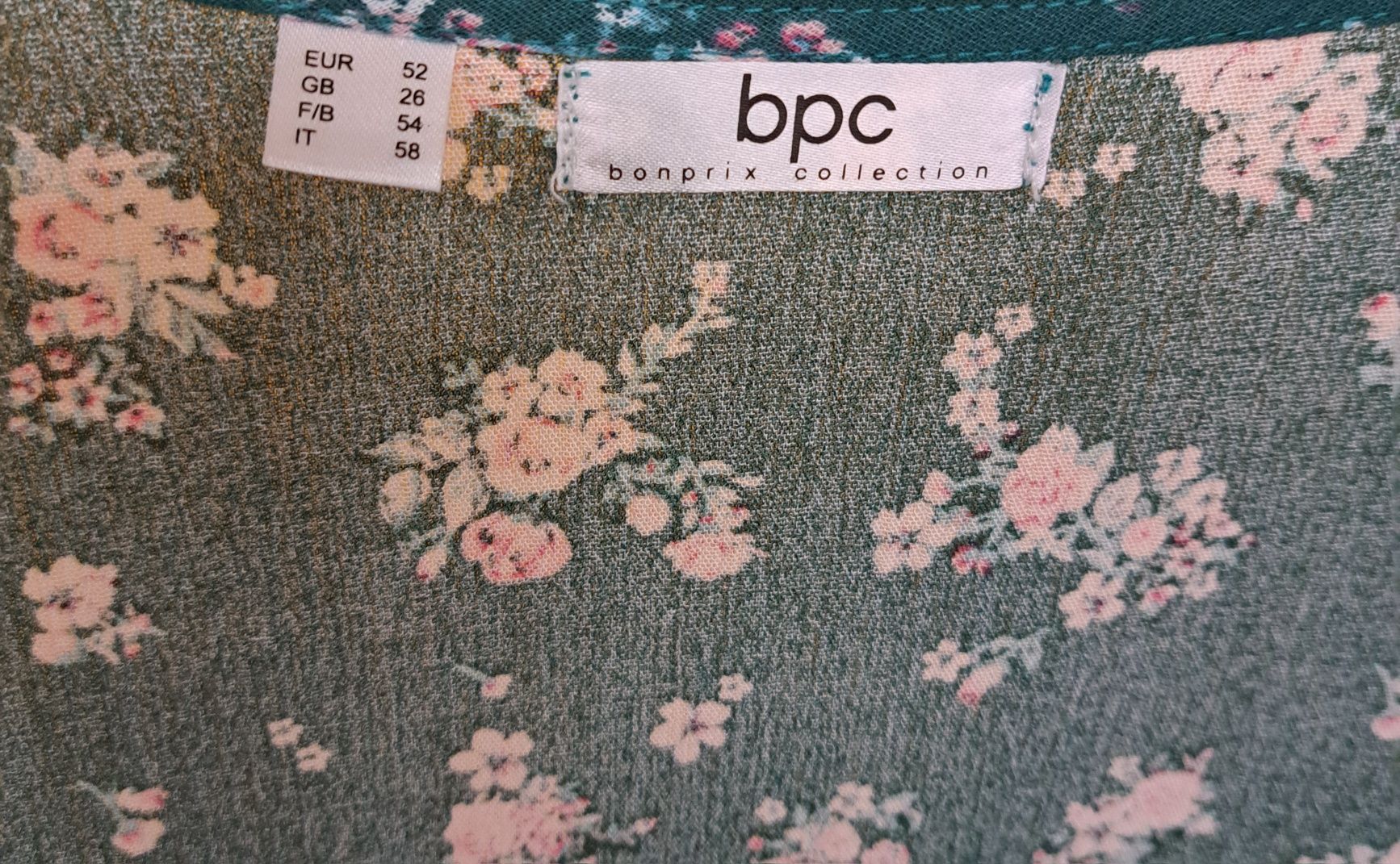 Bonprix bpc romantyczna letnia sukienka zielona łączka kwiaty bawełna