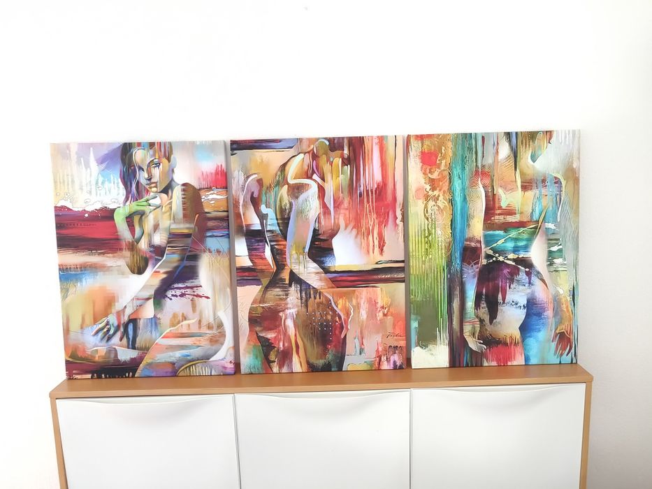 Tela mulher azul amarelo amarelo verde 51x70 (unidade/conjunto)