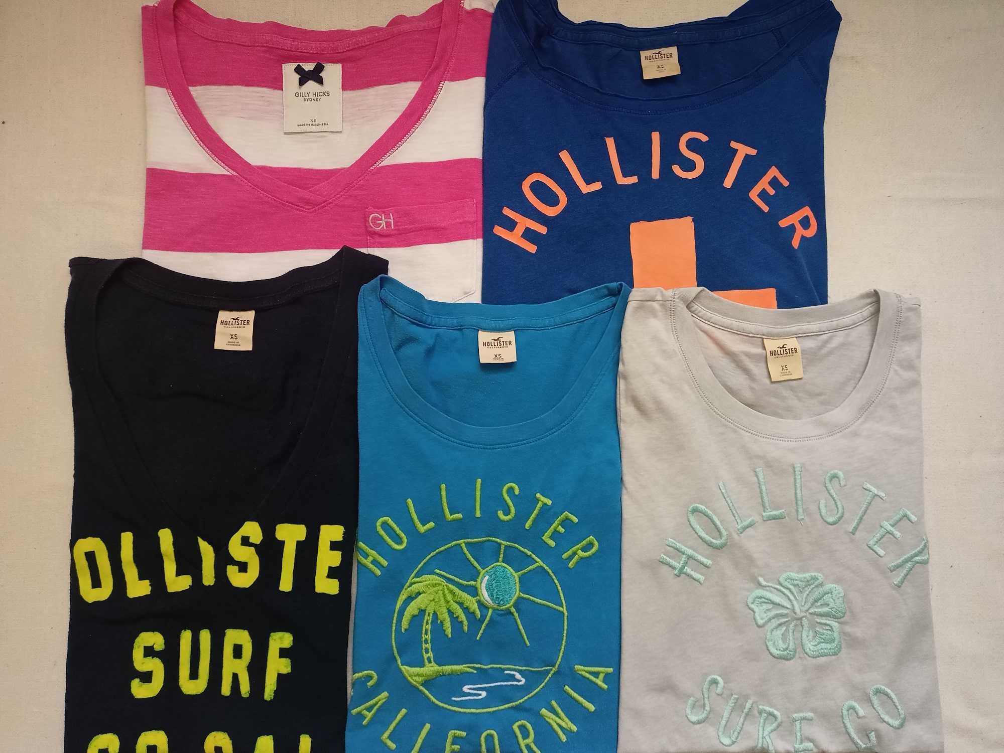 Hollister,  Gilly Hicks  zestaw 5szt t-shirt bluzka damska XS