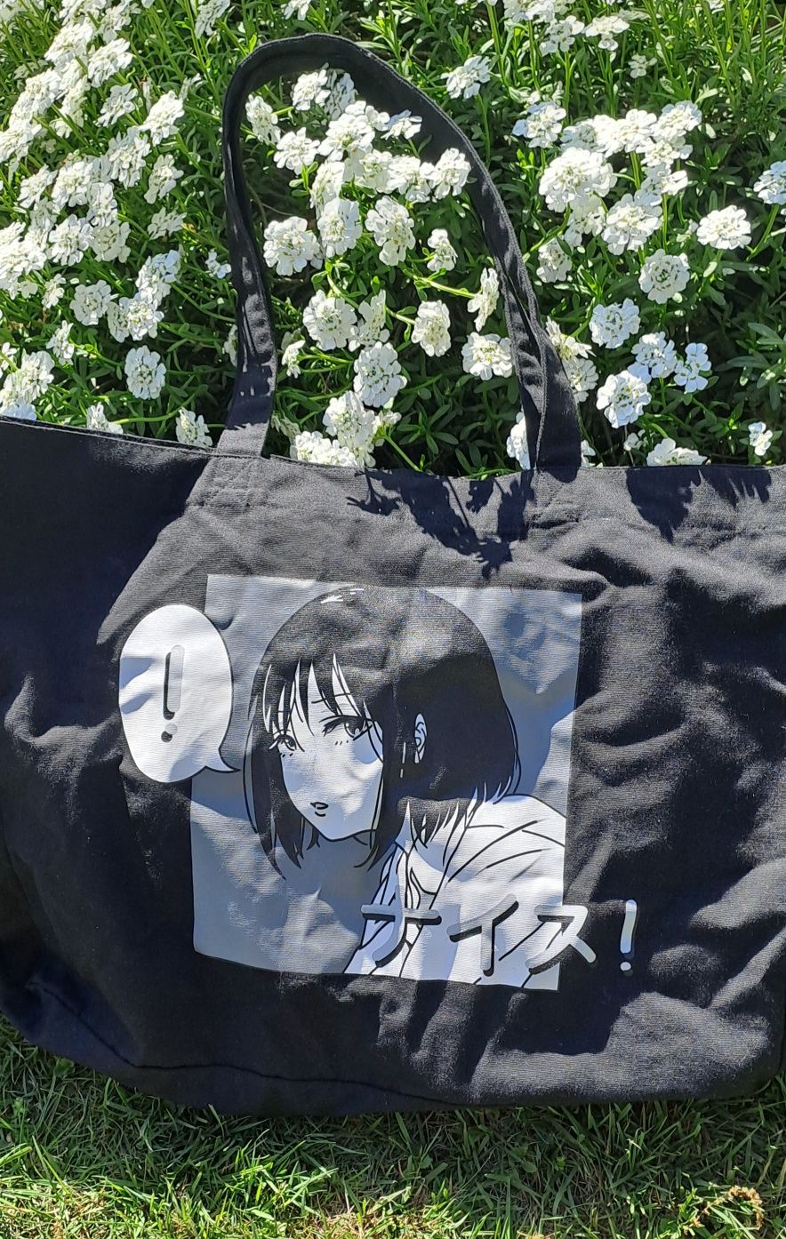 Cropp - Duża torba z nadrukiem anime Czarny