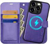 Ocase etui skórzane iPhone 15 Pro Max magsafe stojak fiolet RFID 2w1