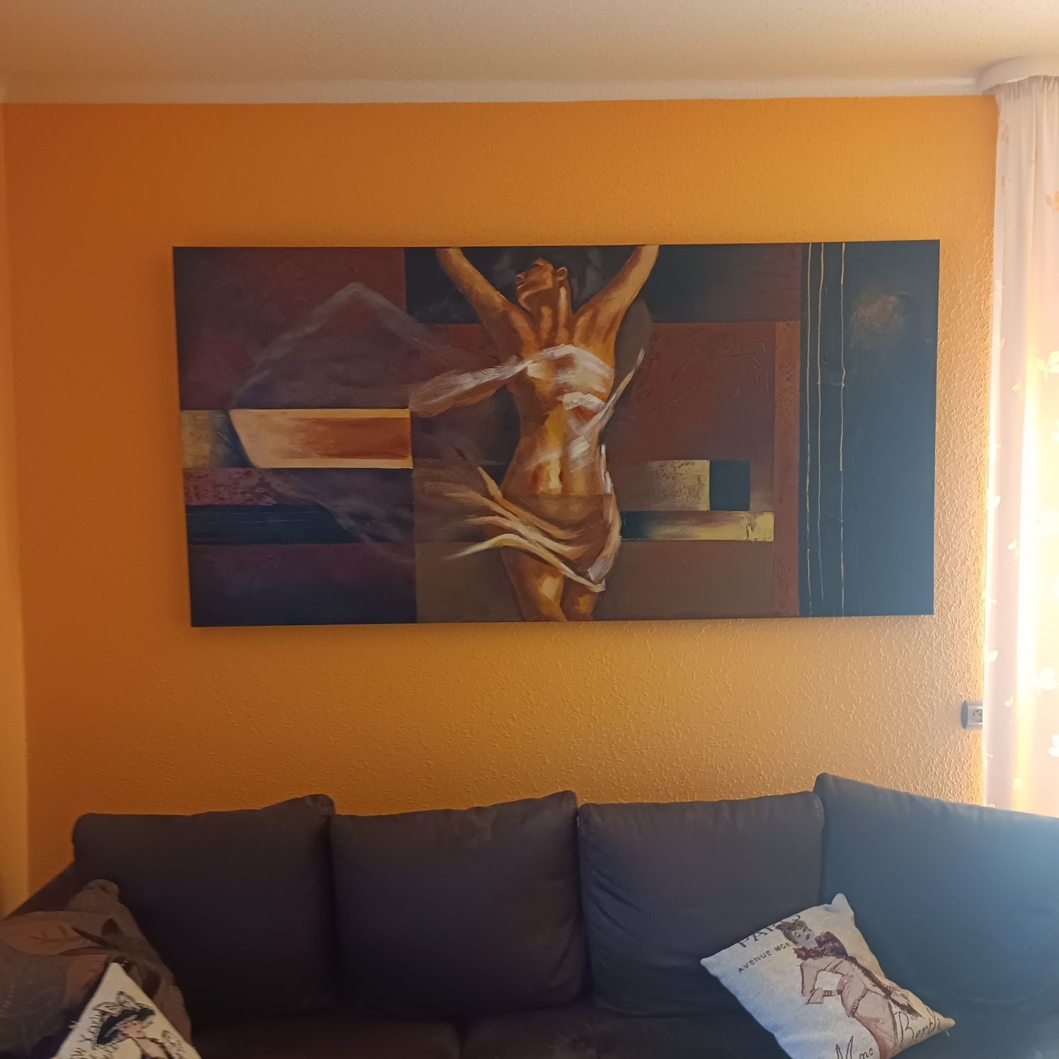 Obraz duży kobieta, akt, 100cmx200cm, akryl