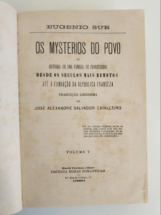 Os Mysterios do Povo - Eugenio Sue