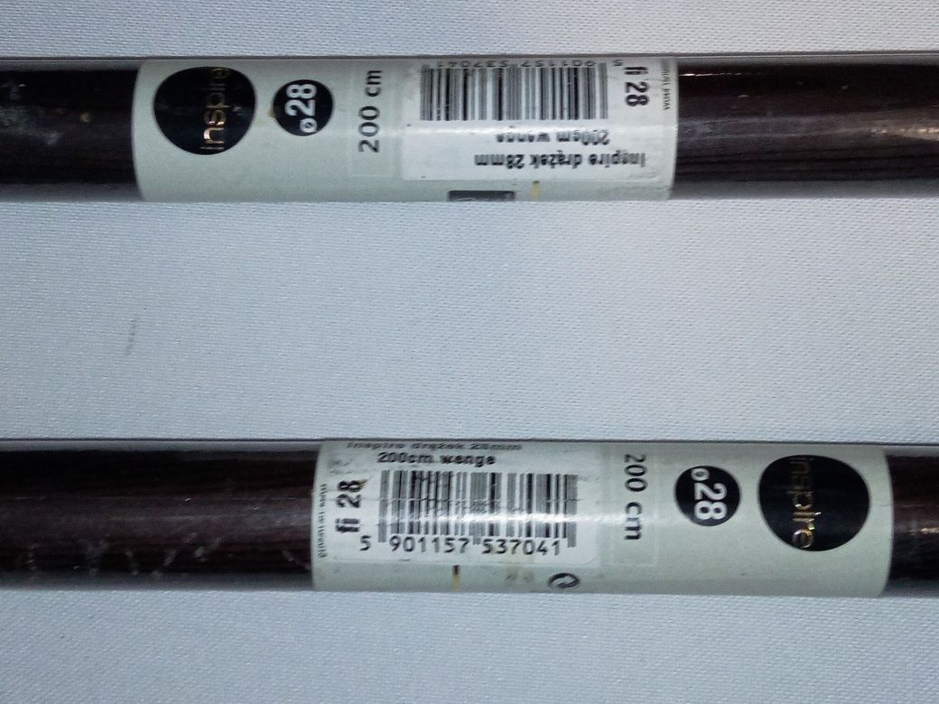 Karnisz 200 cm drewniany, wenge, wspornik na dwa drążki, inspire