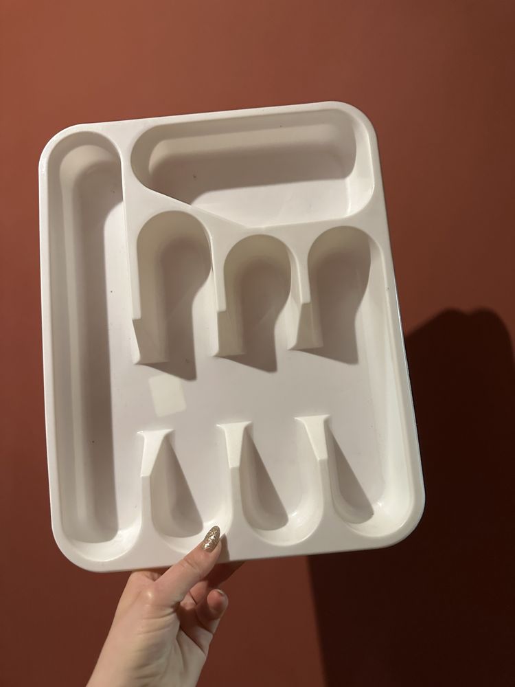 Wkład kuchenny do szuflady na sztućce biały plastikowy
