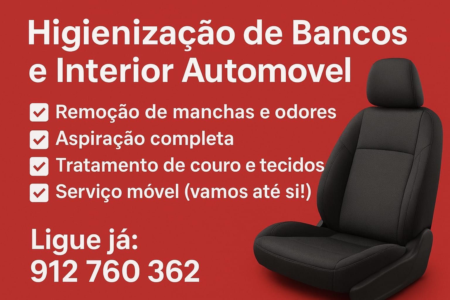 Higienização de Bancos e Interior Automóvel – Serviço Móvel