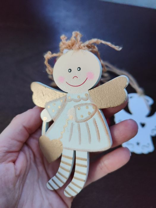 Drewniane Zawieszki na choinkę aniołki