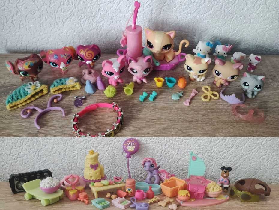 LPS Littlest Pet Shop i Hello Kitty - koty + akcesoria, bransoletka