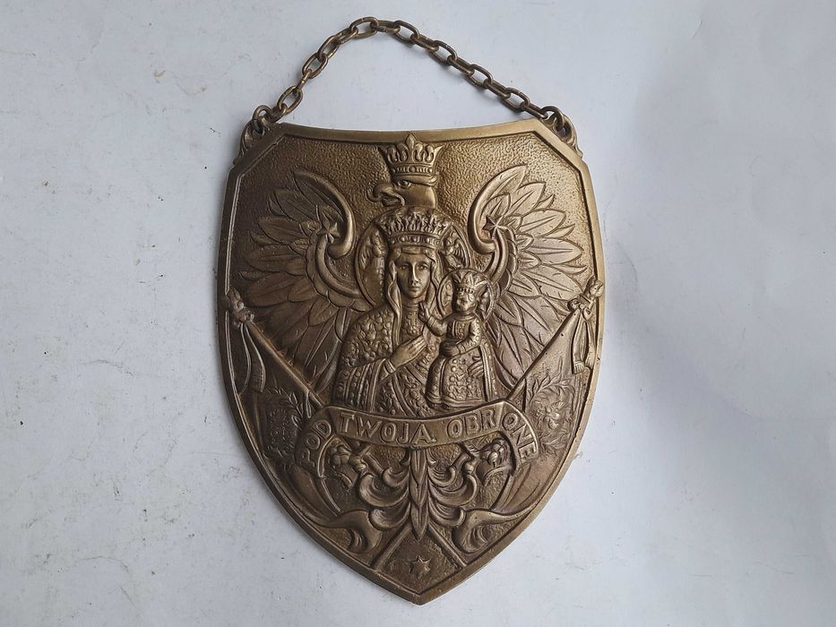 Duży ryngraf Matka Boska Częstochowska z orłem, sztandarami (16,5 cm)