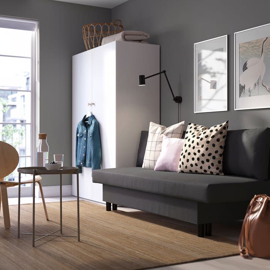 ALVDALEN Sofa 3-osobowa, rozkładana, Knisa ciemnoszary NOWA