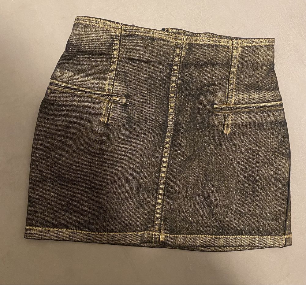 Spódniczka jeansowa szara ze złotym brokatem 134