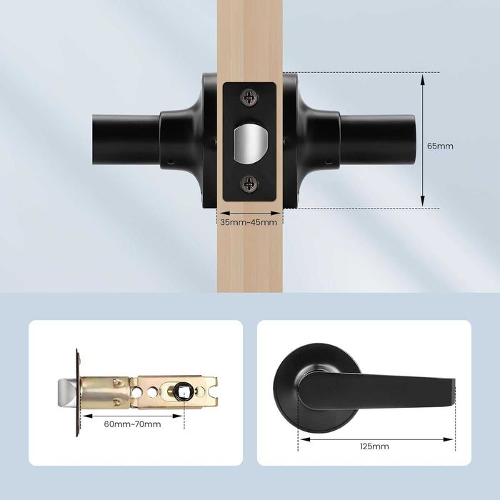 PinLin 6 sztuk matowych czarnych klamek do drzwi