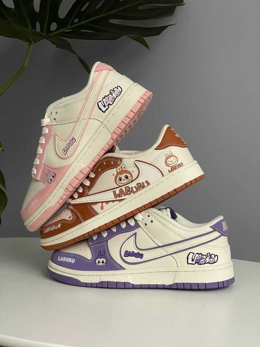 Кросівки Labubu x Nike SB Dunk Low Pink лабубу рожеві коричневі