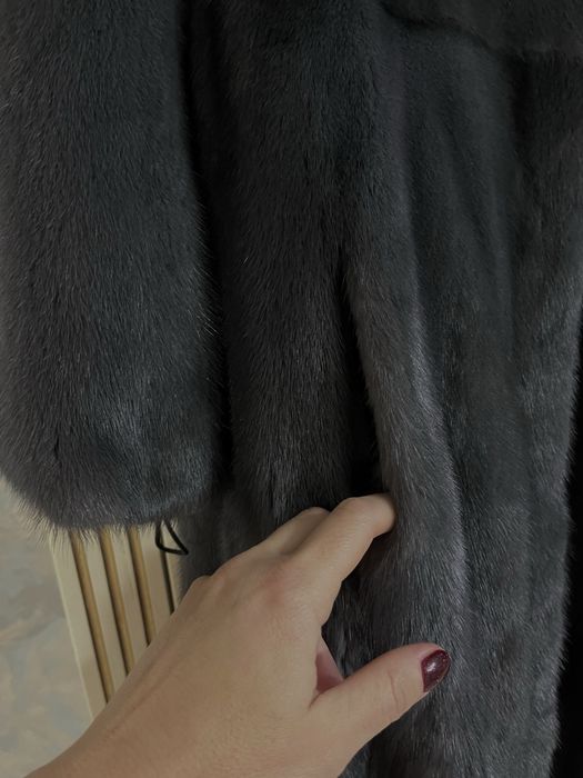 Графит! Греция! Необычная норковая шуба с капюшоном