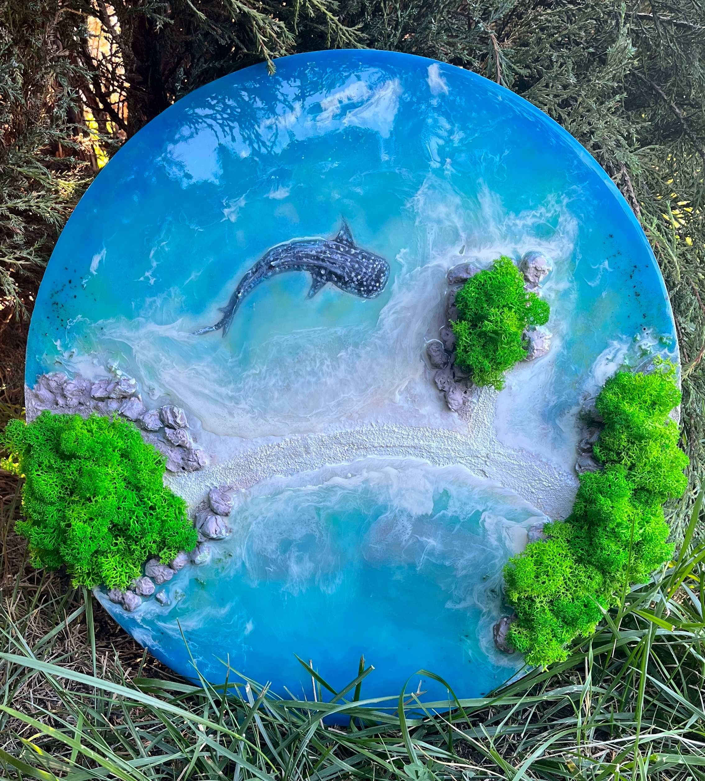 Картина эпоксидной смолой 3D  "Китовая акула на Ко Тао"