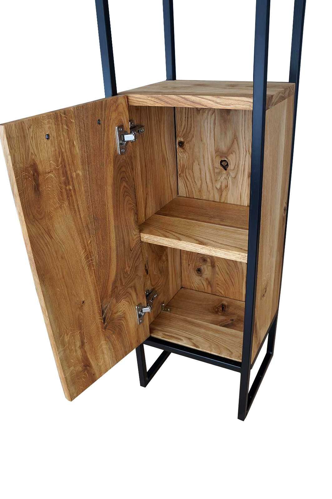 Drewniana szafka industrialna loft lity dąb 180 cm