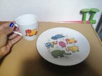 Conjunto infantil Prato e Caneca em Loiça