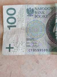 Banknot 100zl z rzadko spotykany nr seryjnym