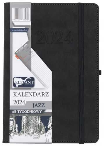 Kalendarz 2024 A5 tygodniowy Jazz grafitowy