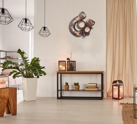 Kawowowy zegar w podkowie z różą PREZENT NA JUBILEUSZ urodziny GRAWER