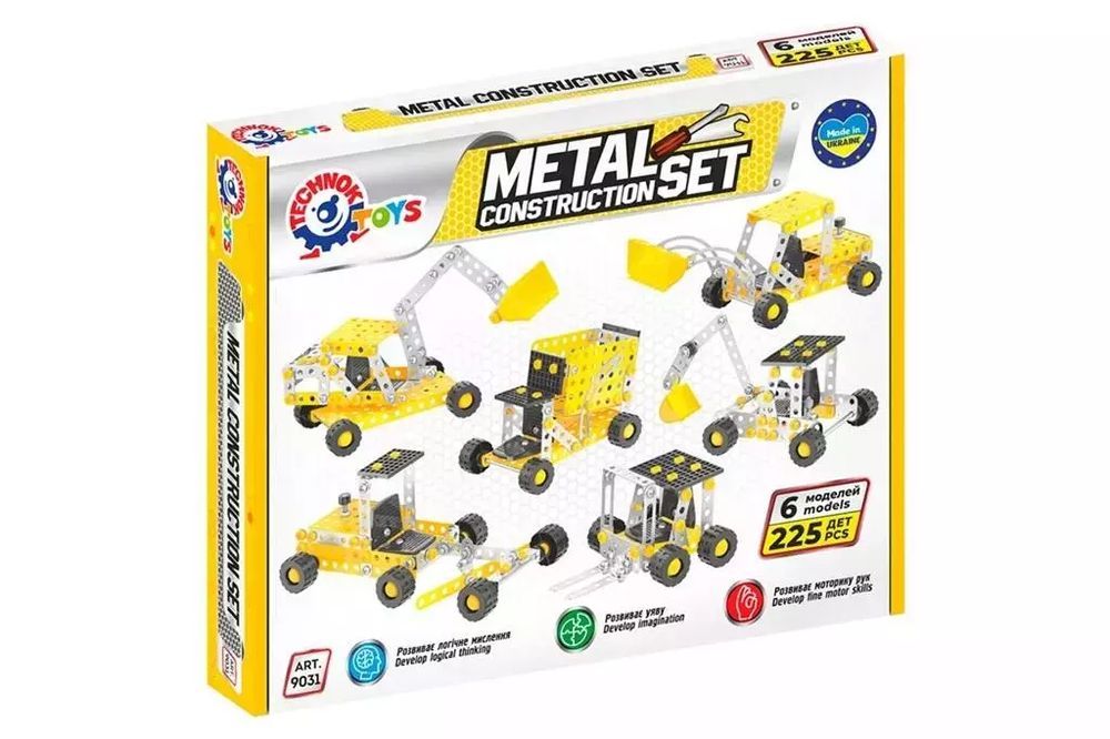 Klocki konstrukcyjne metalowe, 225 elementów. Technok. Nowy Produkt