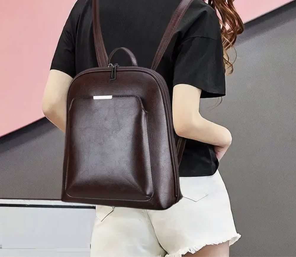 Жіночий чорний стильный міський ранець женский рюкзак сумка портфель